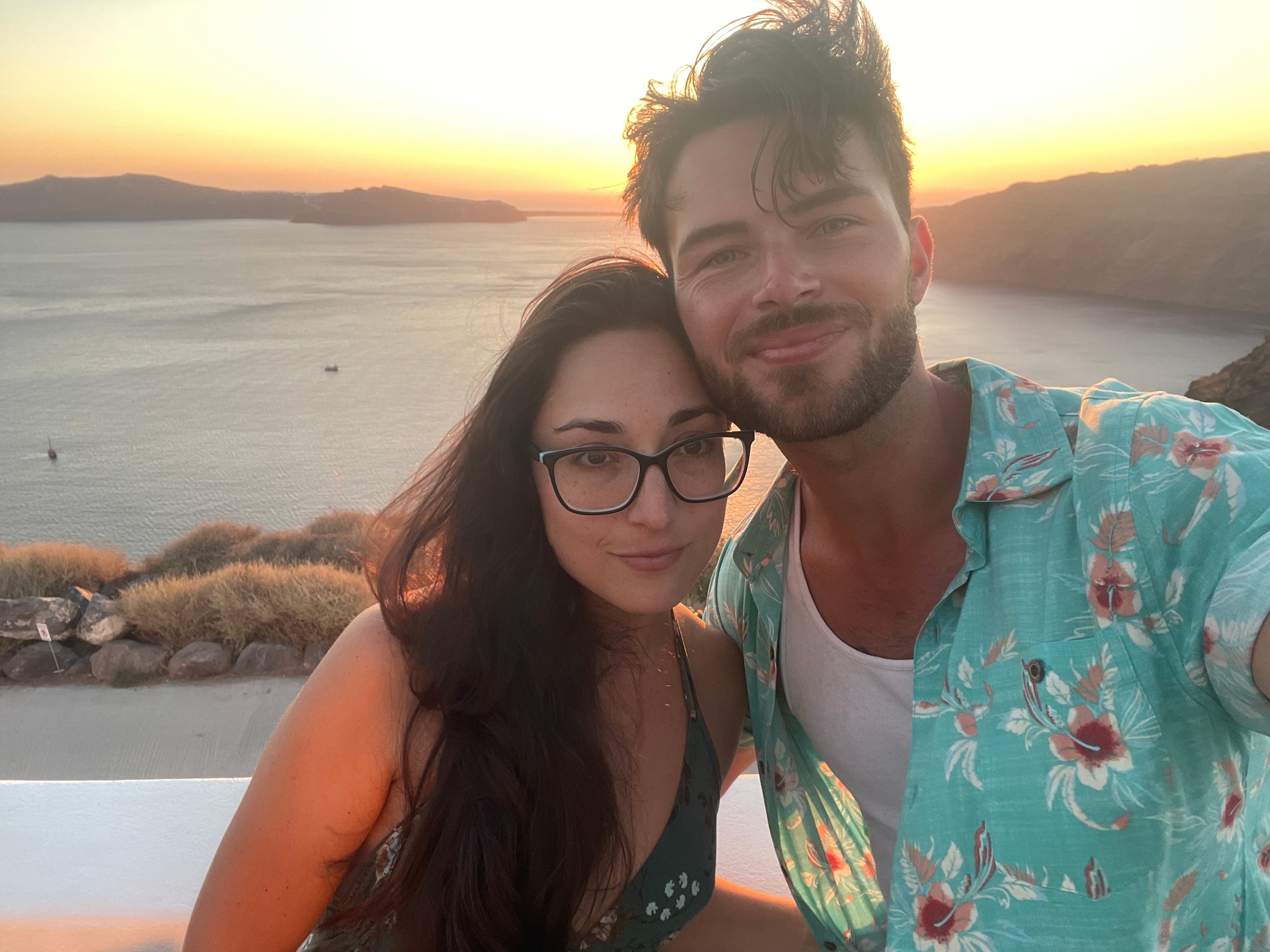Matthew Pursell and his wife at sunset